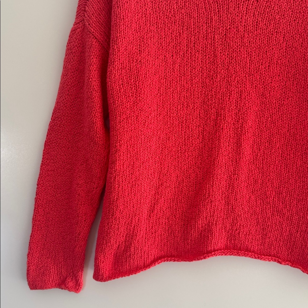 Eileen Fisher Sweater Womens Small Organic Cotton Knit Coral Long Sleeve - Picture 4 of 12